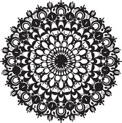 Stylized Mandala Pattern Silhouette Vector Art Illustration