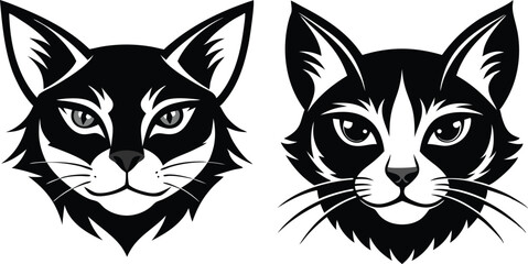 Fototapeta premium cat head silhouette vector illustration 