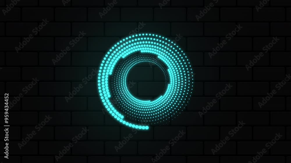 Poster glowing blue light ring. futuristic loading circles and dots animation. blue loading animation of pr