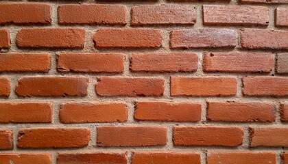 Obraz premium レンガ 壁 建設 テクスチャー パターン 赤 茶色 オフセット 配置 石工 建築 構造 表面 材料 頑丈 耐久性 影 アンビエントライト 均一 都市