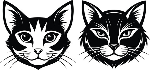 cat head silhouette vector illustration  
