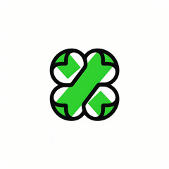 The design features a unique green logo with interlocking shapes on a minimalistic light background, representing a modern approach to branding and identity, St.Patrick's Day