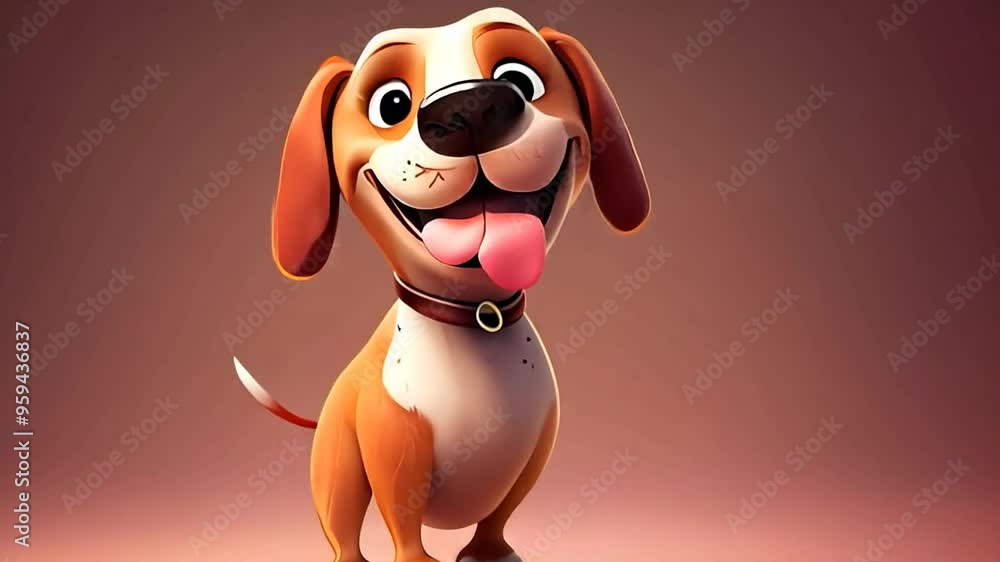 Poster cheerful animated dog character happily chatting in a colorful setting generative ai