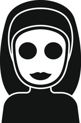 Simple vector icon of a woman wearing a cosmetic face mask for a facial treatment