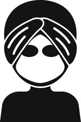 Simple black and white vector icon of a man wearing a turban