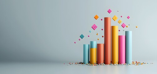 Obraz premium Dynamic Bar Charts Illustrating Growth with Colorful Elements for Statistical Presentation. Business Analysis Concept