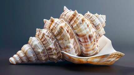 Obraz premium Mollusk closed seashell 3d realistic icon 