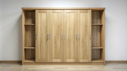 Modern oak wardrobe with four doors, modern, oak, wardrobe, four doors, furniture, storage, organization, bedroom, interior