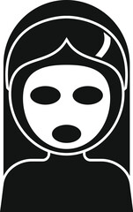 Simple vector icon of a woman wearing a cosmetic facial mask