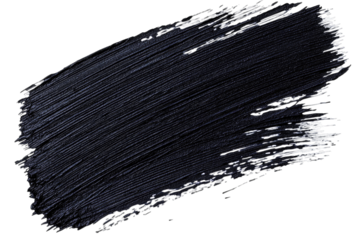 A vivid black paint stroke on a transparent background, perfect for artistic and design projects.