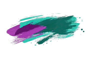 Abstract artistic brush stroke in vibrant teal and purple colors against a black background, perfect for backgrounds and textures.