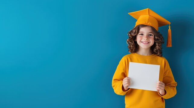A youngster carrying their report card with an A rating, proudly wearing their school uniform