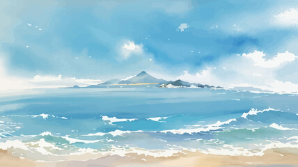 Serene Ocean Scene with Mountain View