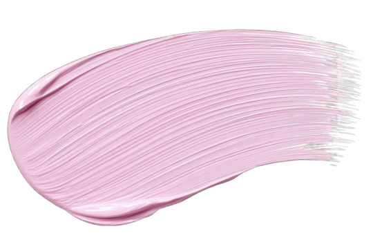 Soft pink paint smear on a white background, perfect for artistic designs and creative backgrounds.