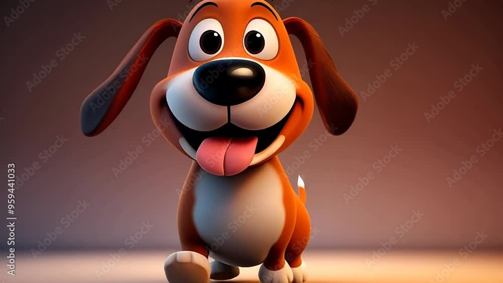Poster cheerful animated dog character talking in a bright setting generative ai