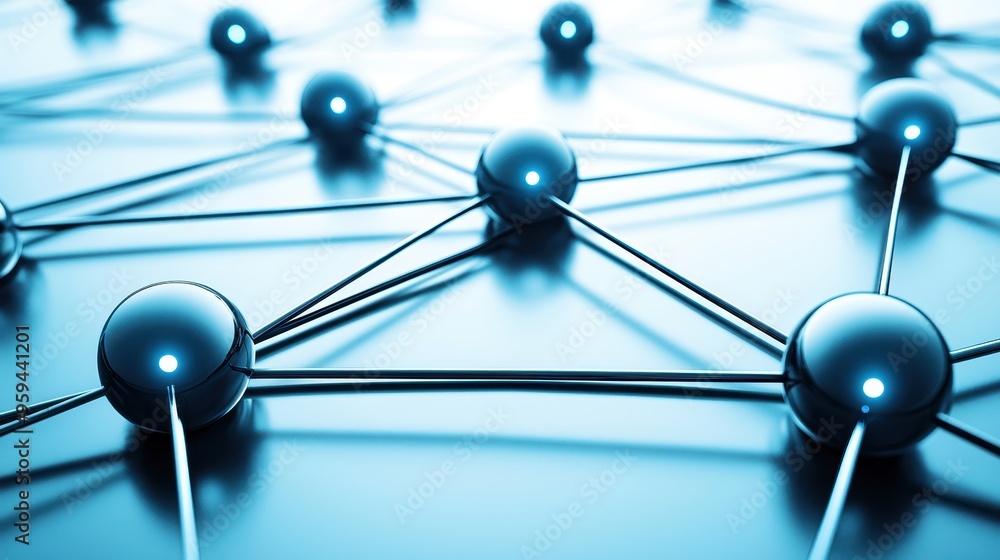 Poster abstract network connection concept with glowing spheres and lines