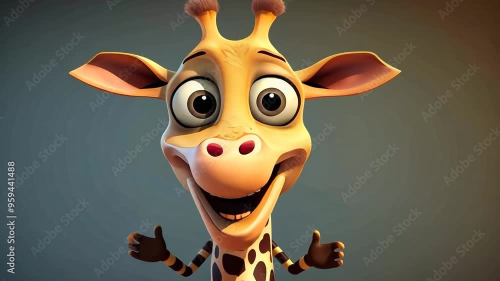 Aufkleber cheerful animated giraffe talking happily in a colorful setting generative ai
