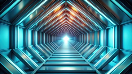 Obraz premium Endless tunnel of geometric shapes , abstract, infinite, pattern, symmetry, digital, design, surreal