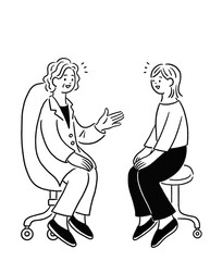 医師に相談をする若い女性