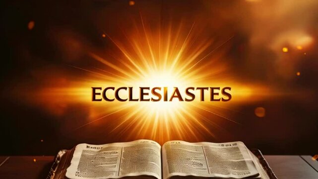 Open book of Ecclesiastes with shining light behind it.