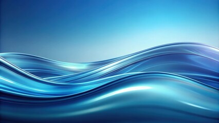Obraz premium Serene blue waves cascading in graceful curves across a smooth gradient surface, ocean, water, waves, peaceful, tranquil