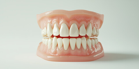Fototapeta premium Close up of a dental model on a white background, generative AI