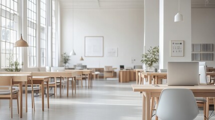 Minimalist Office Space with Clean Lines and Neutral Colors Promotes Focus and Calmness Among Employees, Enhancing Productivity and Creativity.