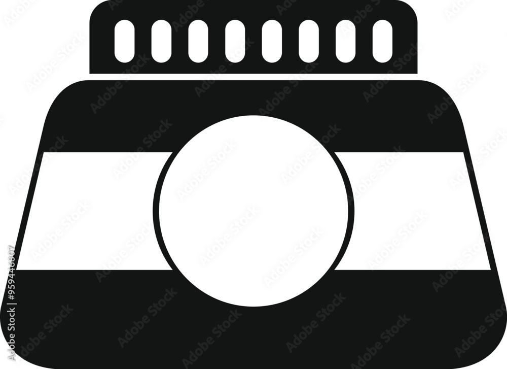 Poster simple icon of a jar having stripes and a circular label, representing a food container