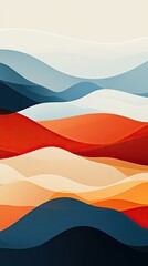 Abstract landscape artwork featuring flowing waves in warm and cool tones, perfect for modern decor and creative projects.