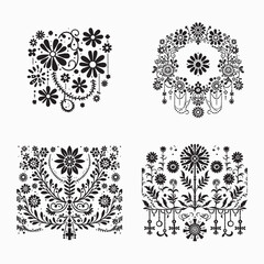 floral style gitter silhouette vector in white background editable eps 