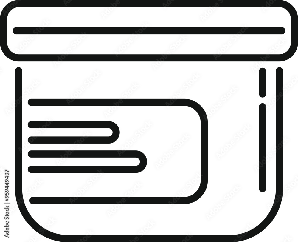 Poster simple vector icon of a plastic container with a blank label for storing food