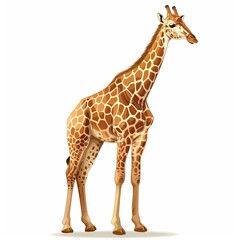 Fototapeta premium Vector Giraffe Standing Isolated 