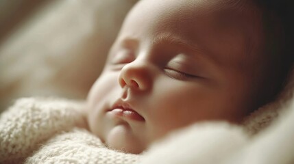 Innocence Captured: Close-Up of a Newborn Portuguese Baby in Soft Pastel Tones & Calm Lighting