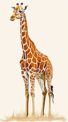 Obraz premium Vector Giraffe Standing Isolated 