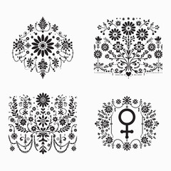 floral style gitter silhouette vector in white background editable eps 