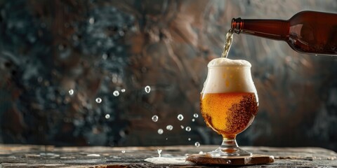 Promoting craft beer being served in a tulip-shaped glass on a display stand