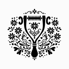 floral style gitter silhouette vector in white background editable eps 