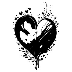 water color Heart love valentine illustration sketch hand draw