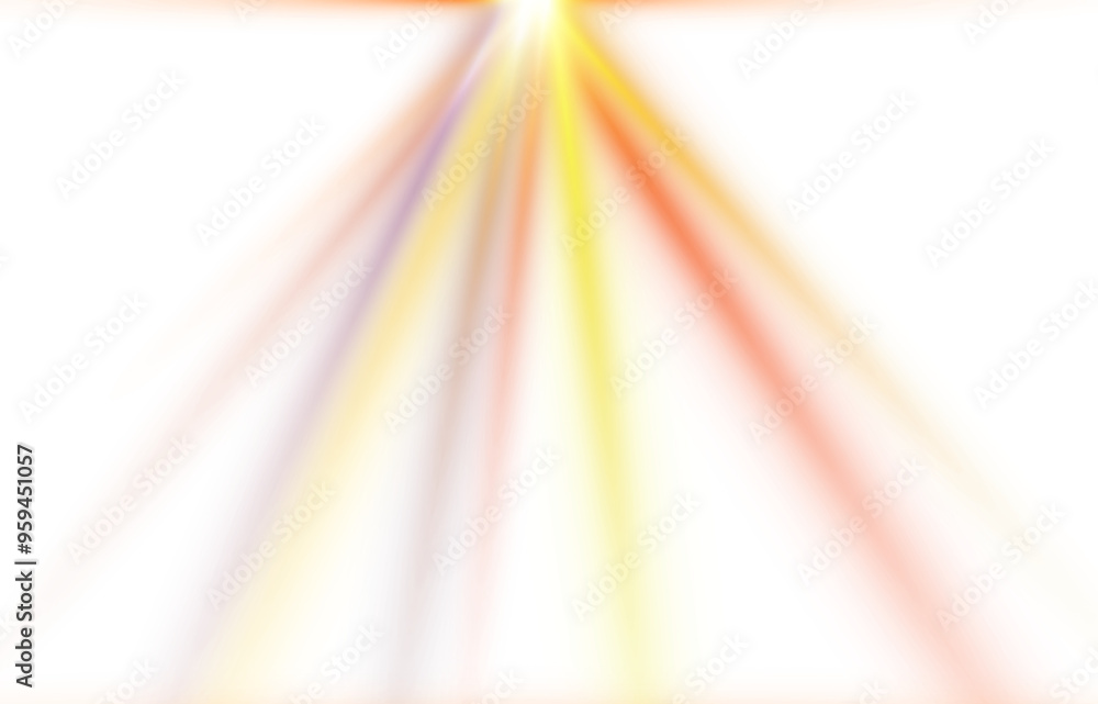 Wall mural transparent lens flare effect. neon glowing lights rays transparent background.