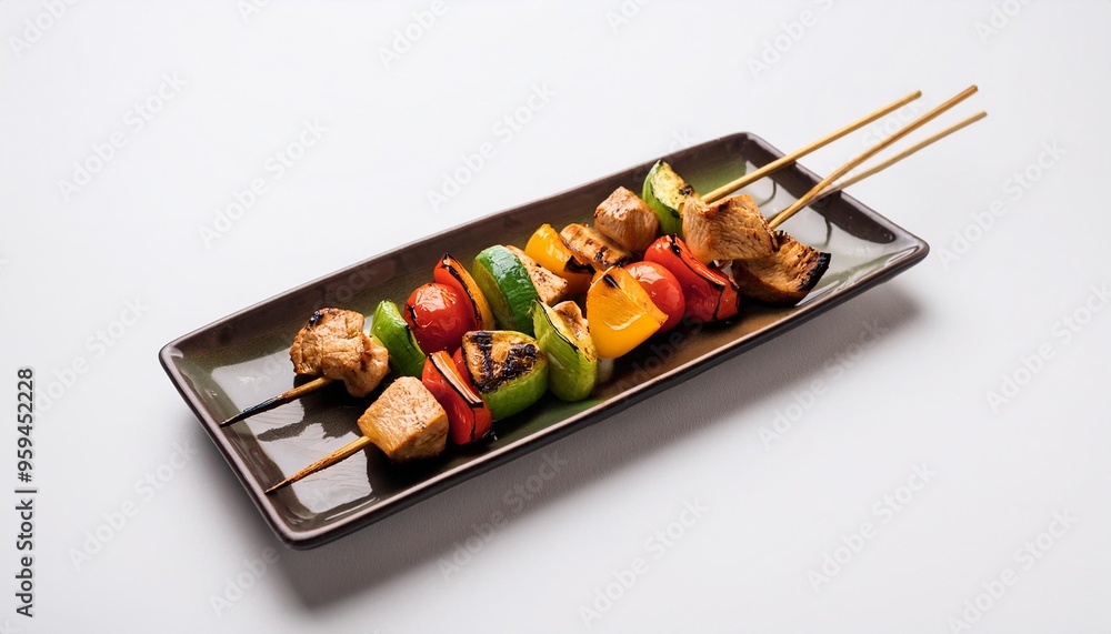 Wall mural Yakitori with white background isolated