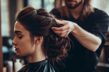 Fototapeta premium women getting their hair done in the salon, hairdo, hairstyle, hair salon