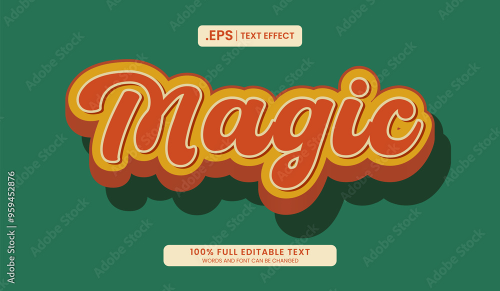 Poster design editable text effect, magic in 3d cartoon style