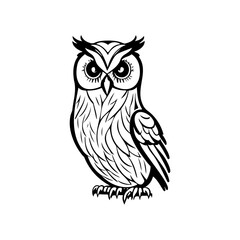 Owl Icon hand draw black halloween colour logo symbol perfect.