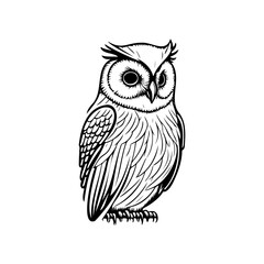 Owl Icon hand draw black halloween colour logo symbol perfect.