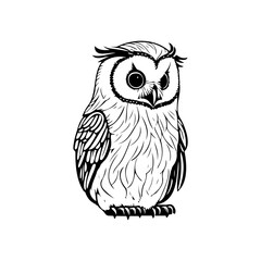 Fototapeta premium Owl Icon hand draw black halloween colour logo symbol perfect.