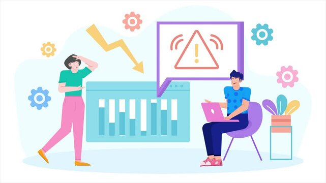 Business continuity team planning and disaster recovery illustration business animated video