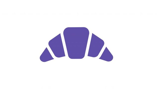 Purple crescentshaped croissant icon, suitable for bakery logos, food packaging design, cafe menus, and culinary websites.