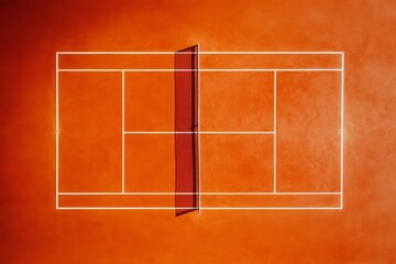 top down view of a clay tennis court