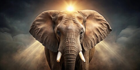 Fototapeta premium Close-up of elephant with light shining on back