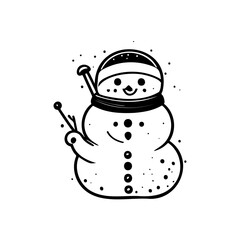Snowman Icon hand draw black christmas colour logo symbol perfect.